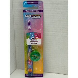 Brush Buddies Care Bears‎ Toothbrush Kids Suction with Cap Soft Bristles Purple